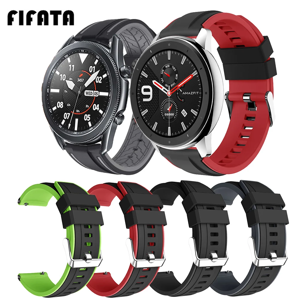 FIFATA 22MM Silicone Sport Strap For Samsung Galaxy Watch 3 45MM/Huami Amazfit GTR 47MM/Stratos 3/Pace/Huawei Watch GT/GT 2 46MM