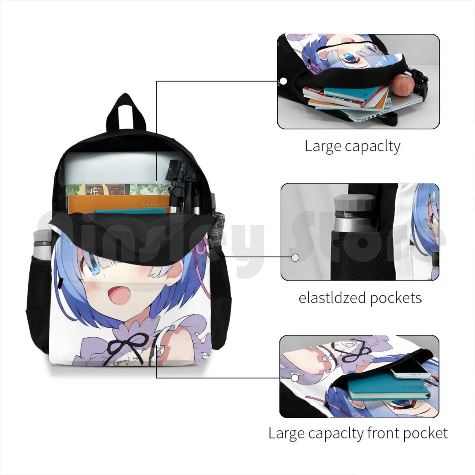 Rem Outdoor Hiking Backpack Waterproof Camping Travel Rem Re Zero Re Zero Starting Life In Another World Re Zero Kara Hajimeru