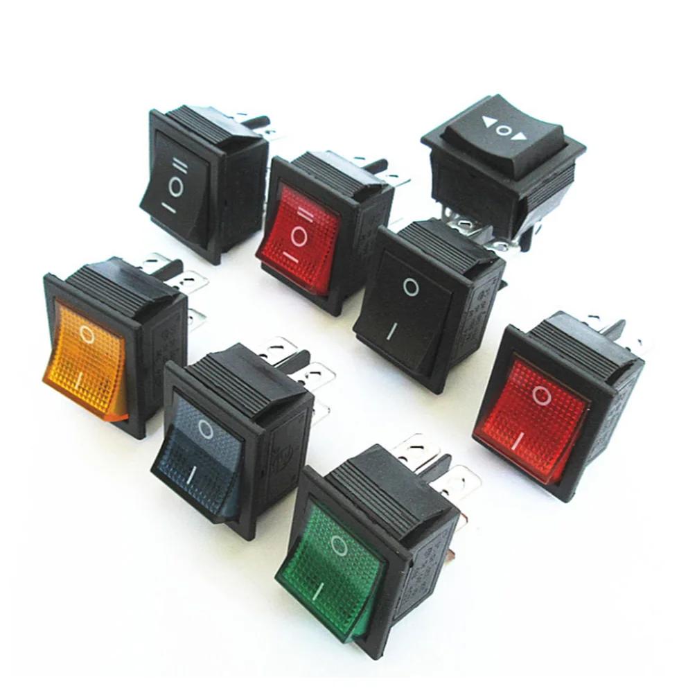 KCD4 Rocker Switch ON-OFF 2 Position 4 Pins /6 Pins Electrical equipment With Light Power Switch Switch cap 16A 250VAC/ 20A 125V