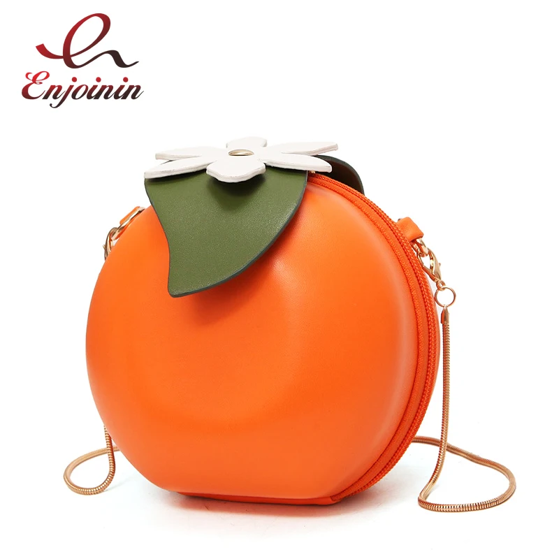 Cute Orange Shape Small Shoulder Bag for Women Fun Ladies Purses and Handbags Fashion Novelty Chain Crossbody Bag Casual Cluch