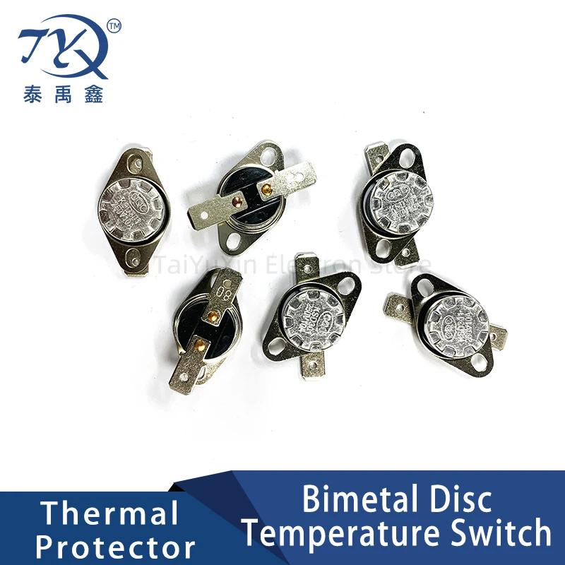 10PCS KSD301 Thermal Protector Thermostat Thermal Protector 30℃~100C~115℃~150℃ Bimetal Disc Temperature Switch Normally Closed