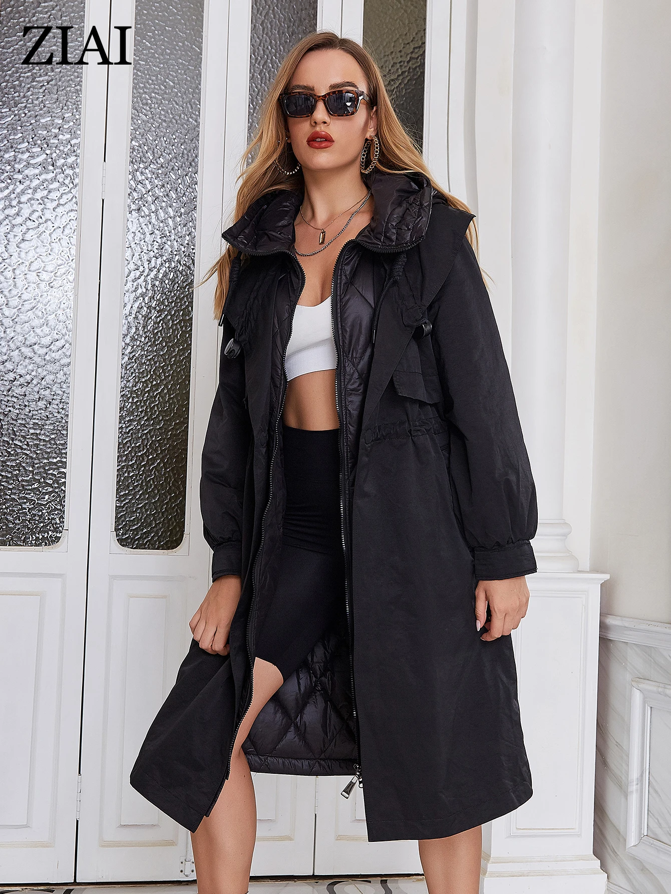 ZIAI down jacket female 2022 winter long Trench Coat Thicken Cotton Parka Fashion classic Oversize Fashion women coat ZR-7534