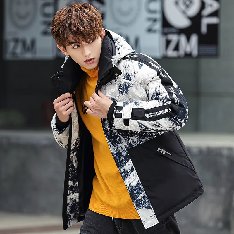 Camouflage down jacket winter new white duck down fashion trend men's thick warm coat high quality brand print for cold weather