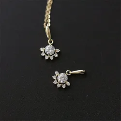 925 Sterling Silver Small Sun Pendant Necklace Women 14k Gold Plating Zircon Clavicle Chain Simple Exquisite Party Jewelry Gift