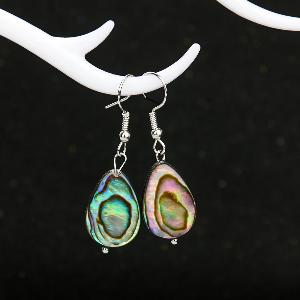 Natural Abalone Shell Water Tear Drop Earrings Dangle Ocean Animal Paua Summer Beach Ear Hook Woman Girl Jewelry Gift