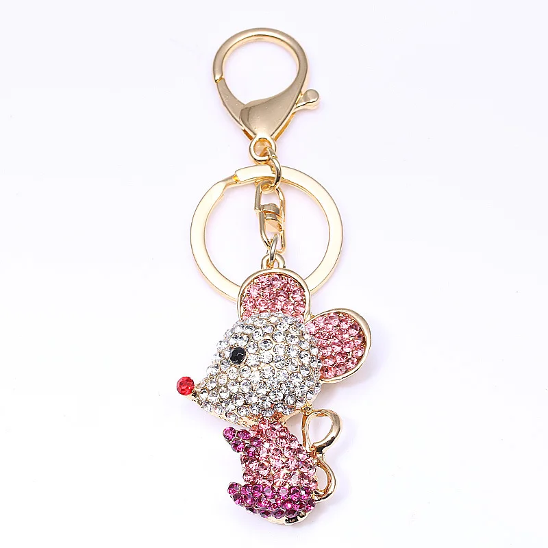 Boosbiy New Arrival Crystal Mouse Keychain Cute Cartoon Key Chain Gifts for Women Llaveros Mujer Car Bag Accessories Key Ring