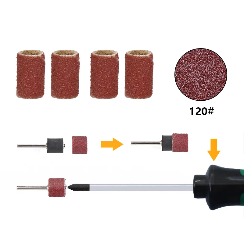 Xcan Rotary Gereedschap 102 Stuks 120 # Schuurbanden Set Met 6.35Mm Opspandoorns Nail Elektrische Boor Machine Slijpen Zand ring Bit