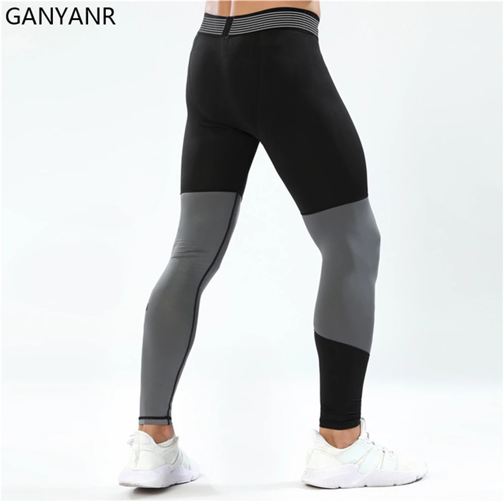 GANYANR pantalones de compresión mallas para correr hombres Leggings gimnasio ropa deportiva Fitness deporte baloncesto Sexy Yoga trotar entrenamiento ejercicio