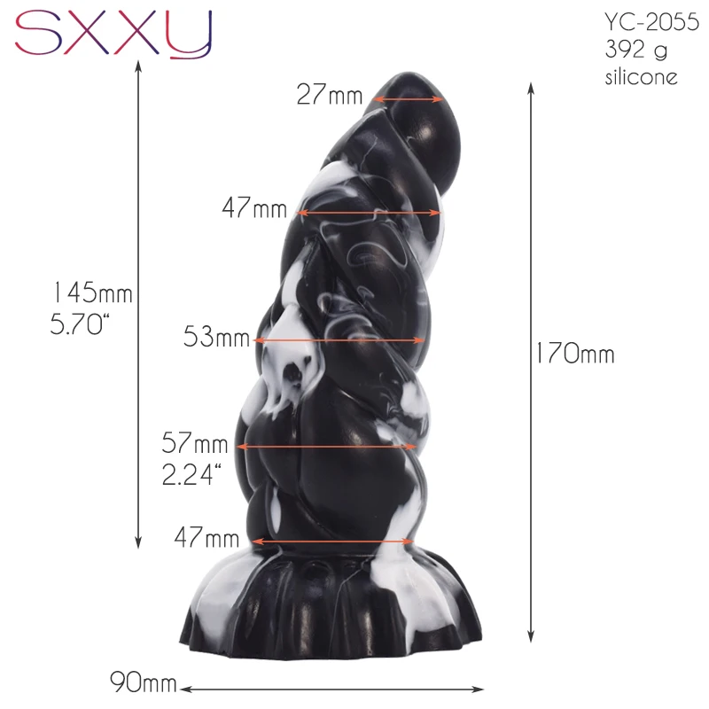 SXXY Curve Anal Toys for Men Women Liquid Silicone Fantasy Butt Plug Monster Beaded Realistic Dildo Sex Shop G Spot Masturbate