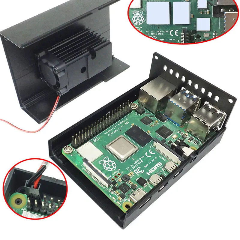 Raspberry Pi 4 Aluminium Fall Mini EIS Turm Kühlsystem mit 25mm Ruhige Lüfter + Kühlkörper Kit für raspberry Pi 4 modell B