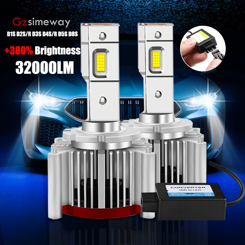 

2PCS Car Headlight D3S LED Bulbs D1S D2S D4S D1R D2R D4R D5S D8S Auto Headlamp 70W 32000LM Kit to Replace HID Conversion Lights