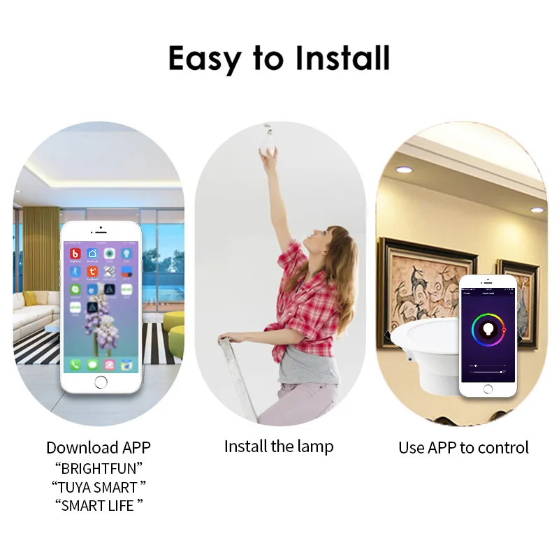 Kkever Wifi cerdas Downlight Led 10W kontrol suara peredupan SAA aplikasi Tuya tersertifikasi untuk Australia bekerja dengan Alexa Google