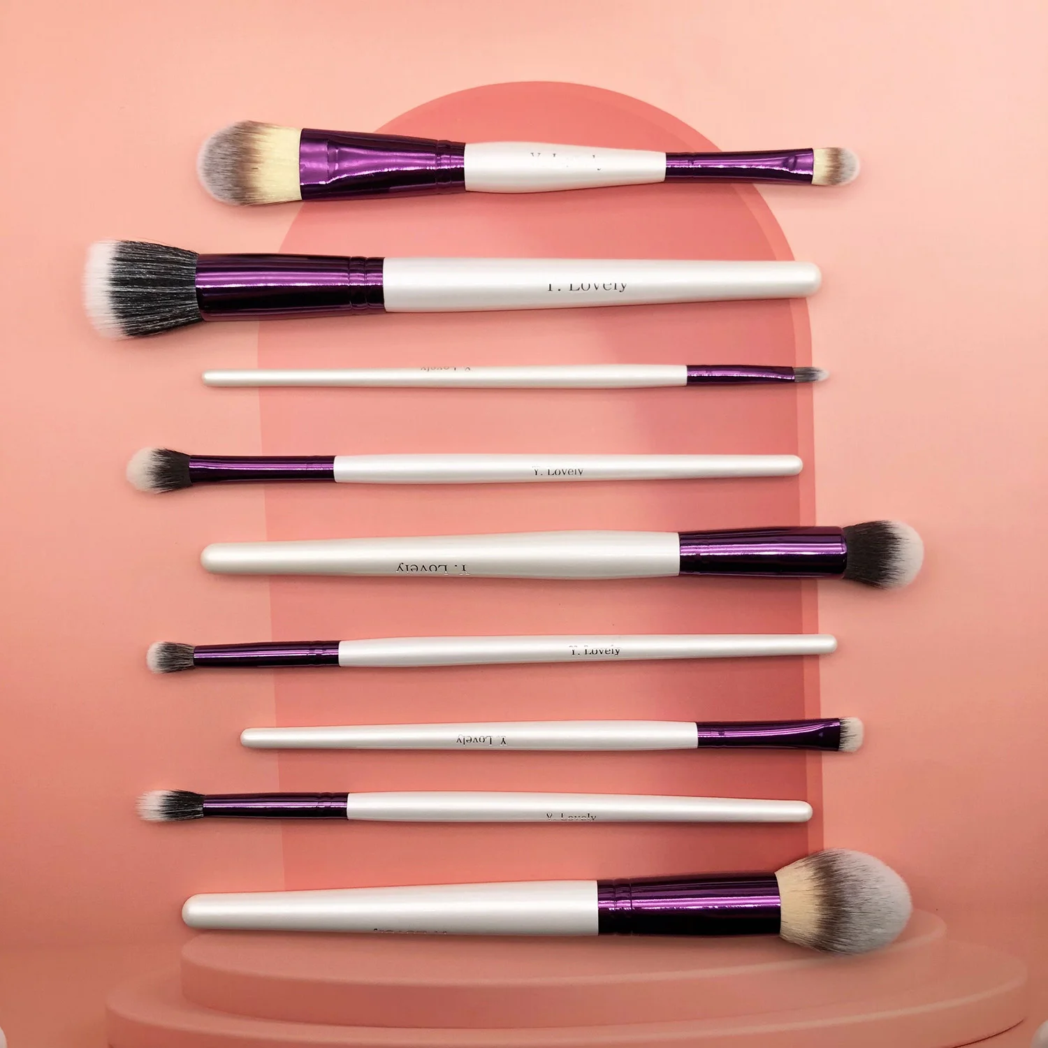 YLovely Super Soft Pro Quality Synthetic White Purple Cosmetic Powder Blush Eyeshadow Eyeline Mask Makeup Brush Set