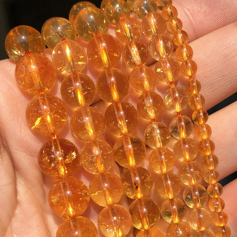Натуральный камень цитрины желтый кристалл Quzrtz круглые бусины-разделители для изготовления ювелирных изделий DIY аксессуары для браслетов 15 дюймов 4 6 8 10 мм