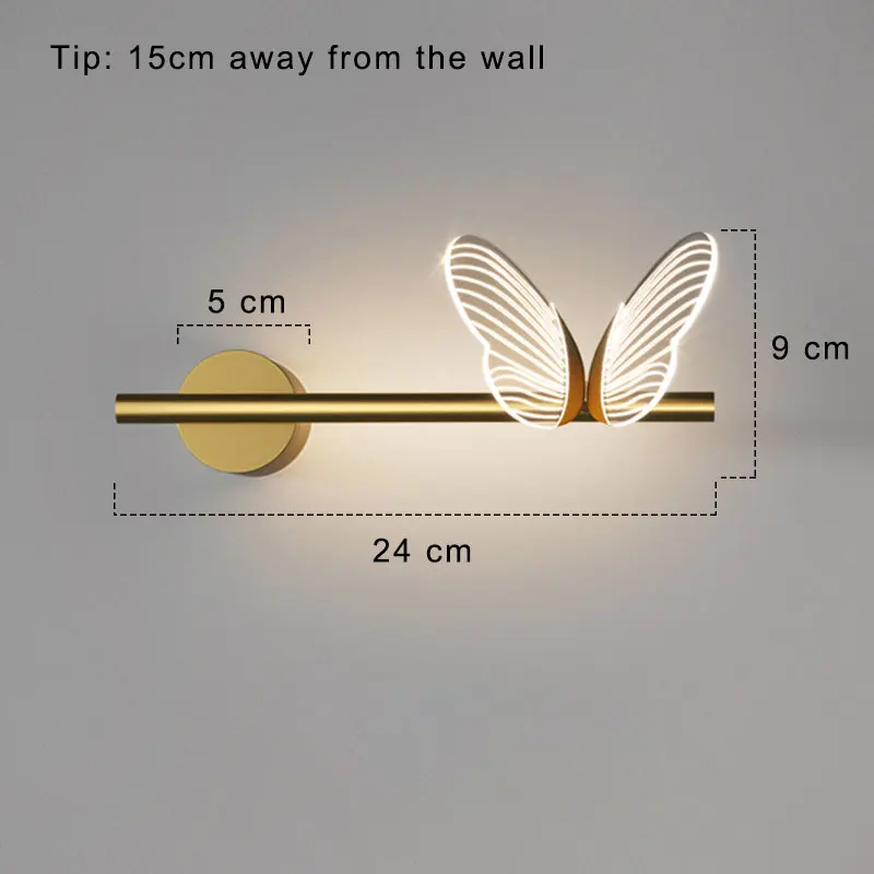 Modern Butterfly LED Wall Lamps Indoor Lighting Wall Sconces Light Fixture For  Bedroom Bedside Living Room Home Decor