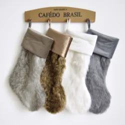 Extra big size Luxurious faux fur Christmas stocking with velvet decoration Cuff Socks Xmas Tree Decor Festival Party Ornament