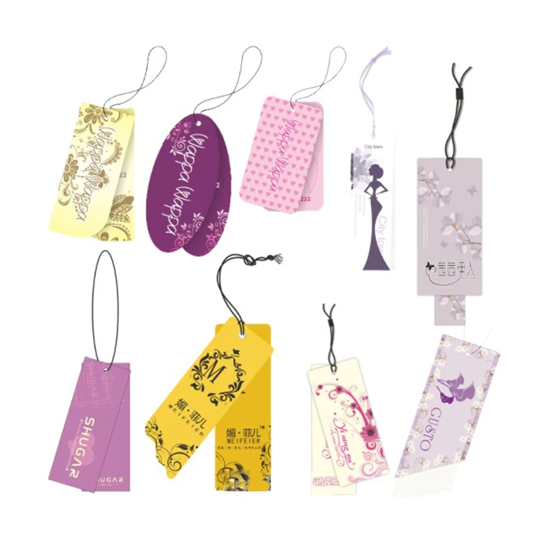 1000pcs/lot sewing custom Free Shipping personized hangtags clothing paper swing tag/printed tags with Glue needle string