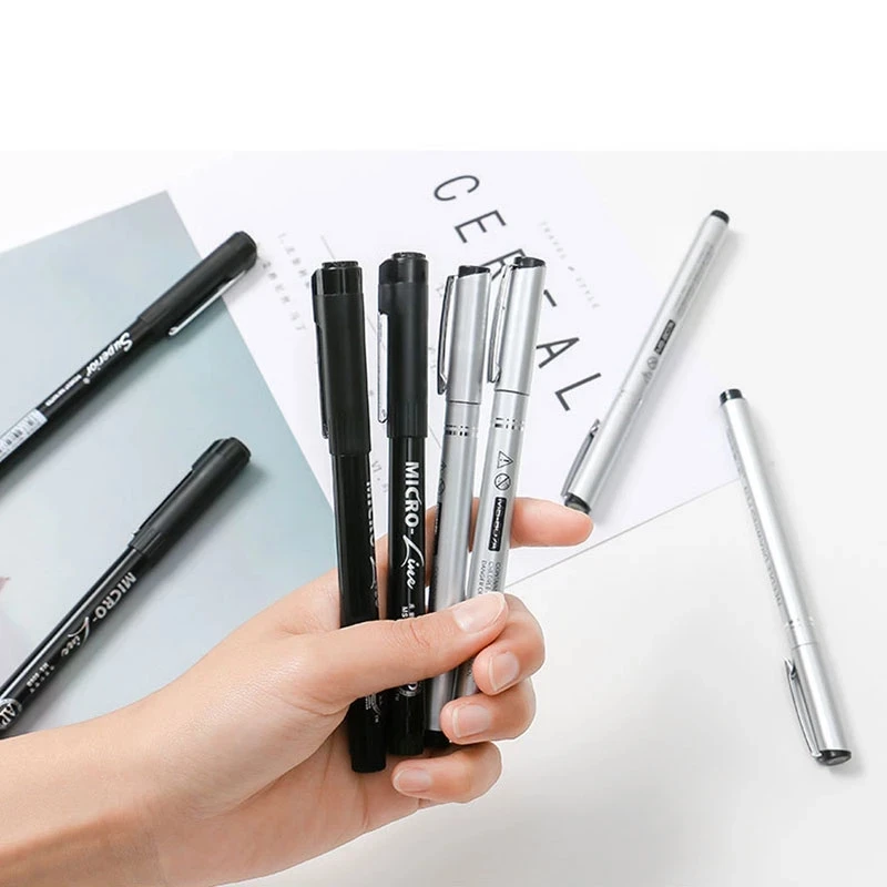16PCS/SET Creative Waterproof Syringe Pen Sign Pen Professional Comic Drawing Hook Line Pen Student Art Marker Set