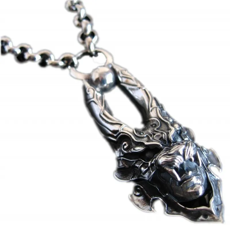 BOCAI Trendy S925 Pure Silver Gothpunk Style Rock and Hip Hop Personality Syncronisation Werewolf Pendant Fashiom Man Necklace