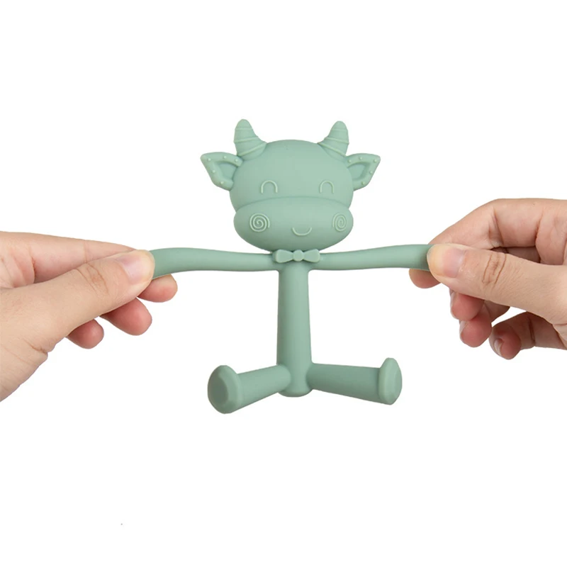 Stereoscopic Sheep Cow Cartoon Food Grade Silicone DIY Baby Teethers BPA Free Infant Newborn Boy Girl Cute Cartoon Chew Chew Toy
