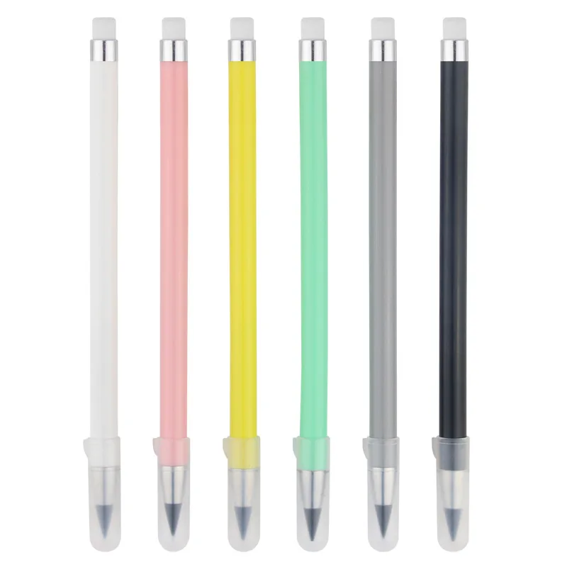 Black Technology Eternal Inkless pencil with eraser cute pencil student practice pen school Plastic pen holder office pencil kid