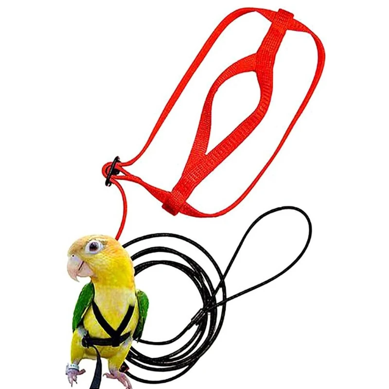 Pet Bird Harness and Leash Adjustable Parrot Harness Leash Anti-Bite Training Rope Bird Outdoor Flying Traction Straps Band