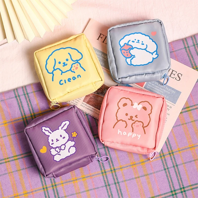 Cute Pattern Sanitary Pad Pouch Lovely Girls Organizer Purse Napkin Towel Storage Bags Women Cosmetic Makeup Small Case Drop