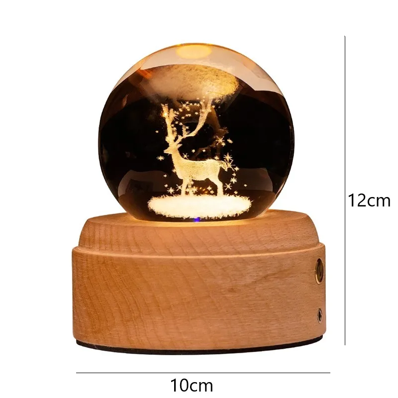 Crystal Ball night light usb charging kids moon lamps Music Box 3D LED Rotating Night Lights Galaxy Crafts Home Desktop Decor