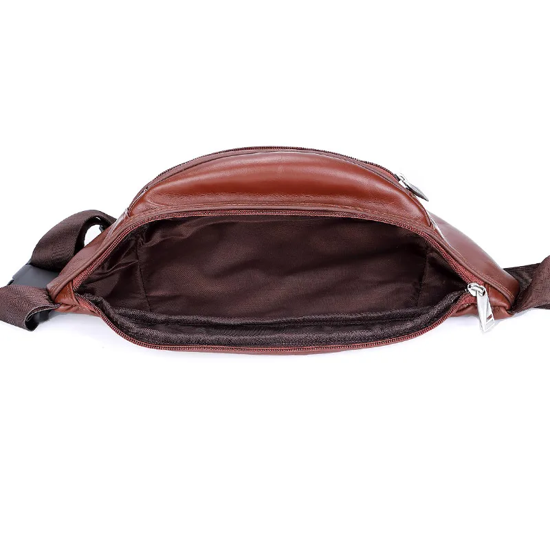 Fashion Genuine Leather Waist Packs Fanny Pack Bags Large Phone Pouch Bags Travel Waist Pack Male Waist Bag Leather Pouch