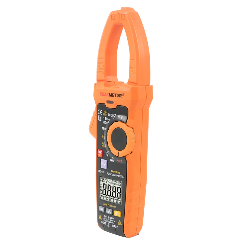 PEAKMETER PM2128 AC/DC True RMS Handheld Digital Clamp Meter AC/DC Voltage 1000A Current Capacitance Temperature measurement