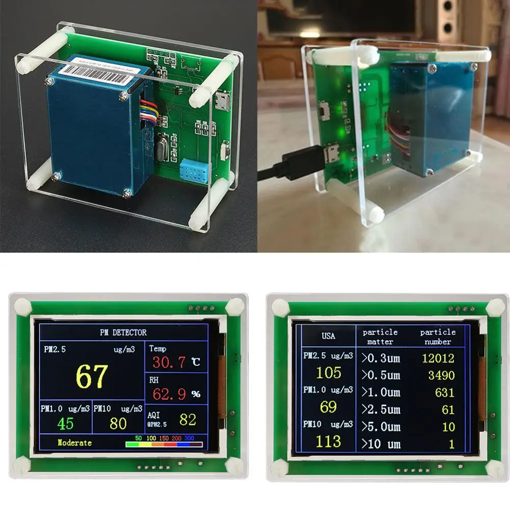 2.8 ''Hoge Rate Digitale Auto PM2.5 Luchtkwaliteit Detector Tester Meter Aqi Home Gas Monitor Uitstekende Prestaties Pm 2.5 detector