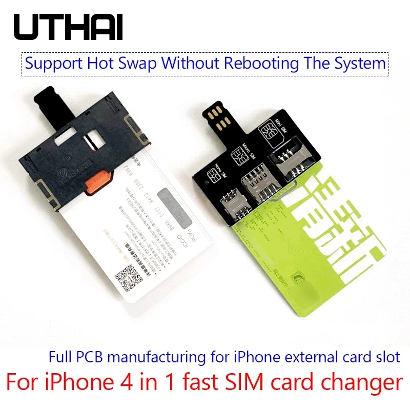 UTHAI T10 untuk iPhone SIM Card 4in1 External Card Slot Adapter Fast Card Changer iPhone SIM Card Reader Holder Free Reboot Nano