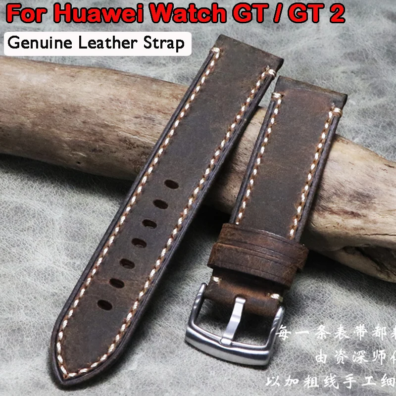 

Genuine Leather Strap Bracelet Loop for Samsung Galaxy Watch3 Active 2 42/46mm Gear S2/S3 Correa Huawei Watch GT 2 Amazfit GTR