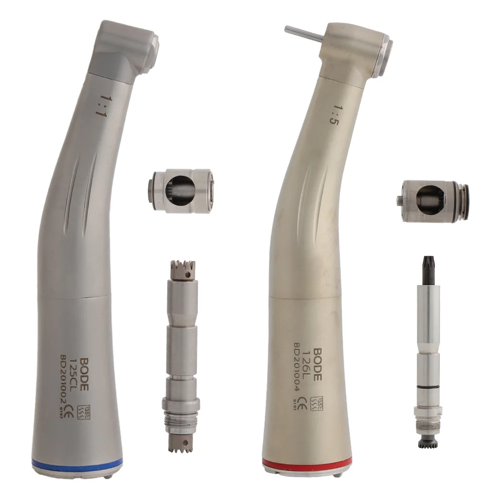 Dental Fibre Optic Contra Angle Low Speed Handpiece Red Ring Air Turbine BODE 1:1 BDX25L 1:5 BDX95L Red Ring