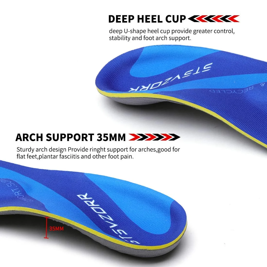Fußgewölbestütze für Mittelfußknochen, orthopädische Einlage bei Plantarfasziitis, orthopädische Einlagen für Plattfüße, Fersenkissen für Sportschuhe. – Detail 17