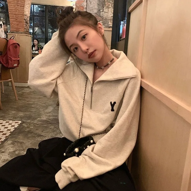 Sweatshirts Women Spring All-match Simple Popular Vintage Prevalent Clothing Students Holiday Newest Chic Daily College Ulzzang