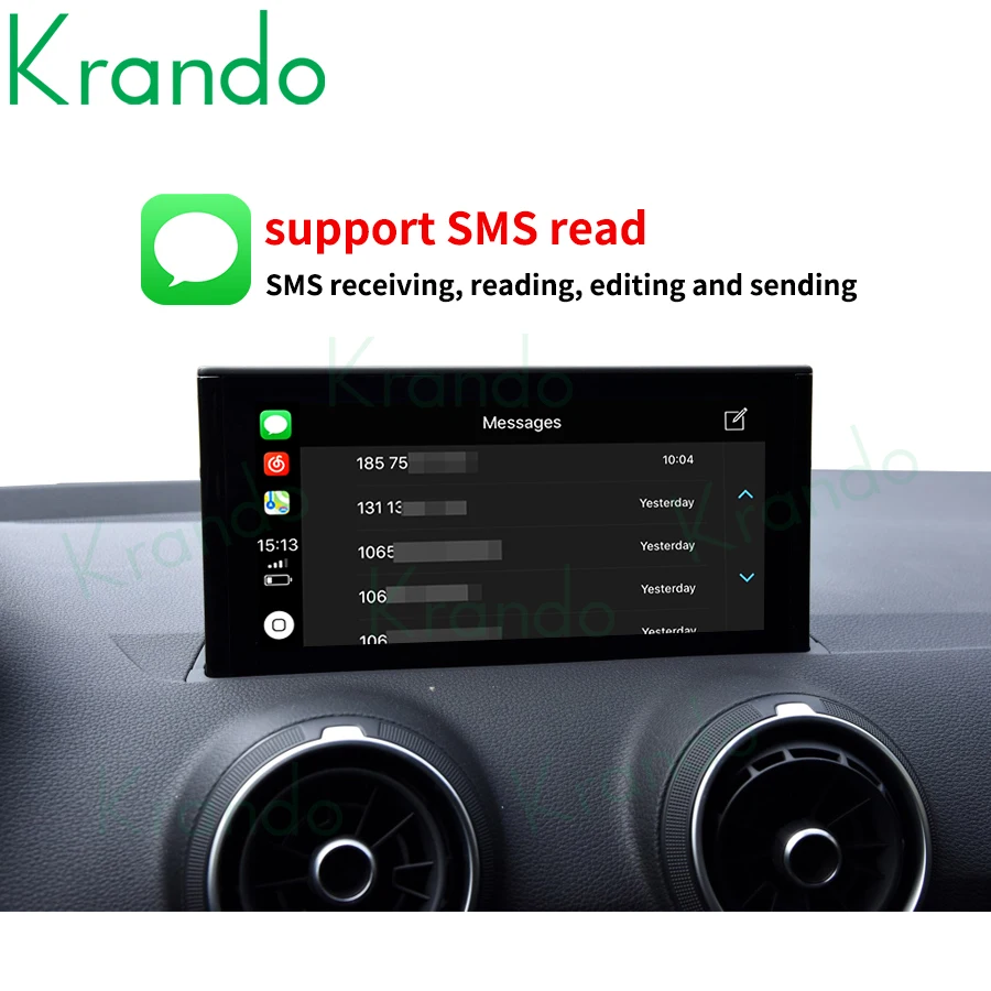 Krando Upgrade Android Auto Wireless CarPlay Interface Box For Audi Q2 2011 - 2017 MIB Module BT Siri Control Plug and Play