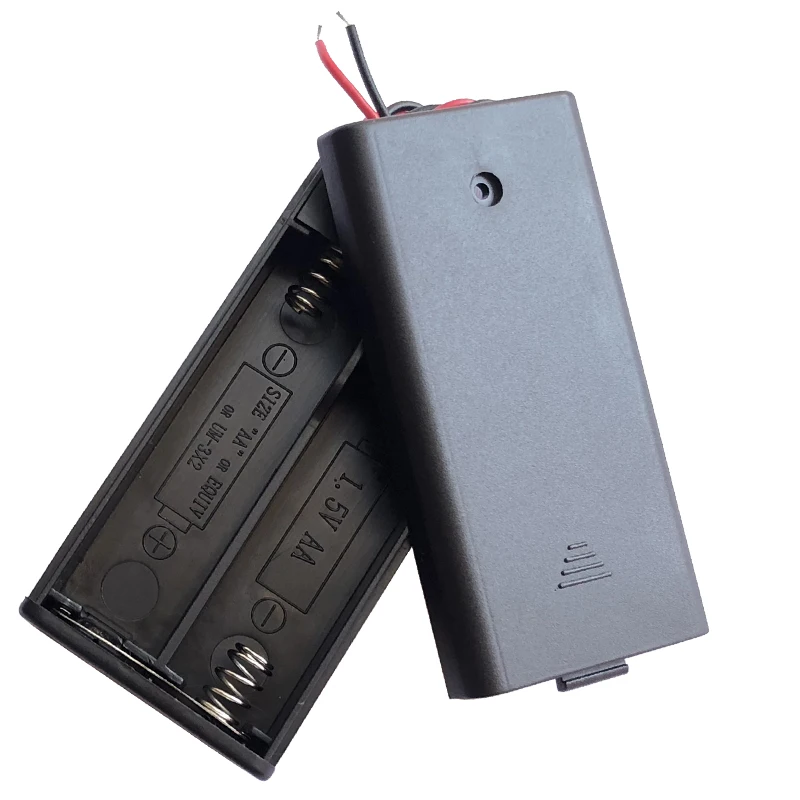 30pcs/lot MasterFire 2*AA 3V Plastic Battery Holder Storage Box Case With Wires&ON/OFF Switch 2 Slots AA Lithium Batteries Cover