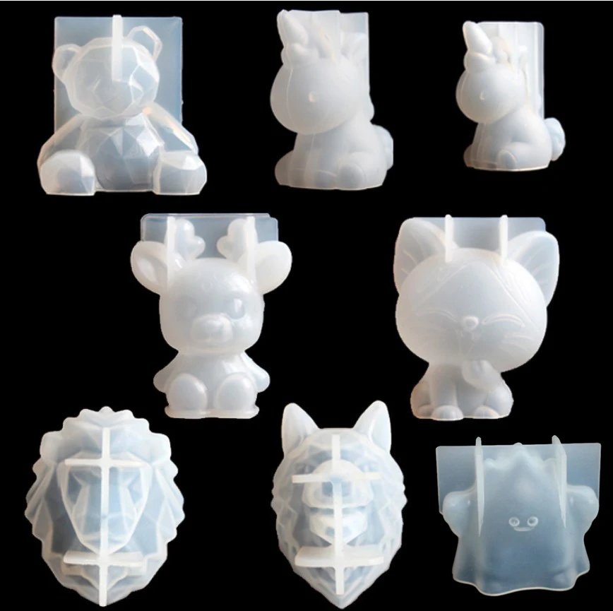 Transparent Unicorn Silicone Epoxy Resin Molds Geometry Bear Rabbit Mould Animal Aromatherapy Candle Making Form Decoration Tool