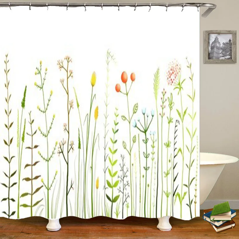 Shabby Chic Blossom Wild Flowers Shower Curtain Colorful Meadow Botanical Field Floral Bathroom Curtain Trendy Elegant Decor 180