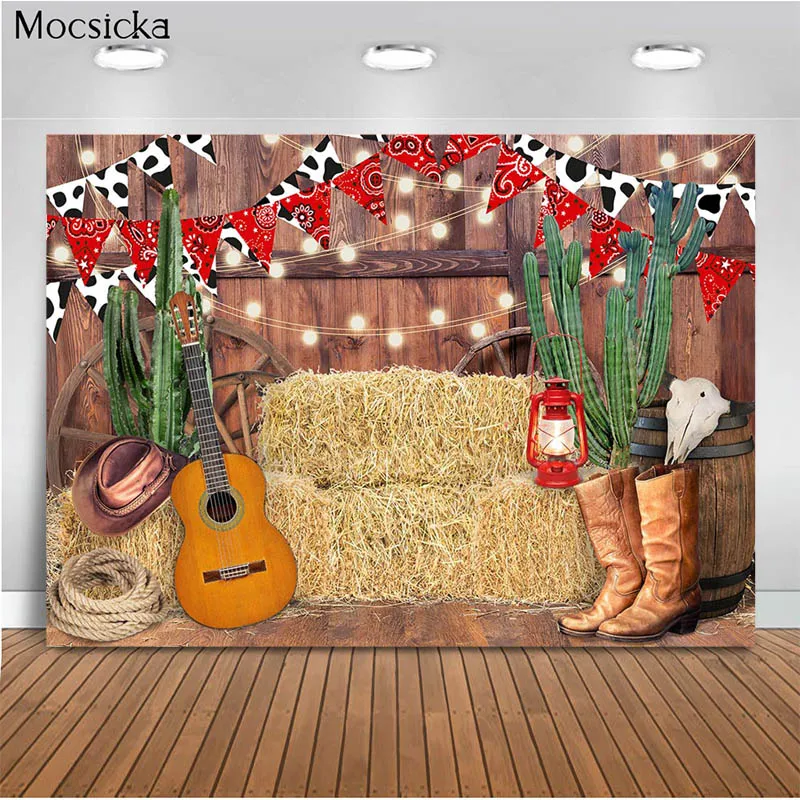 Mocsicka Child Portrait Photography Background Barn Farm Denim Clothes Decoration Props Baby Shower Photo Backdrop Banner