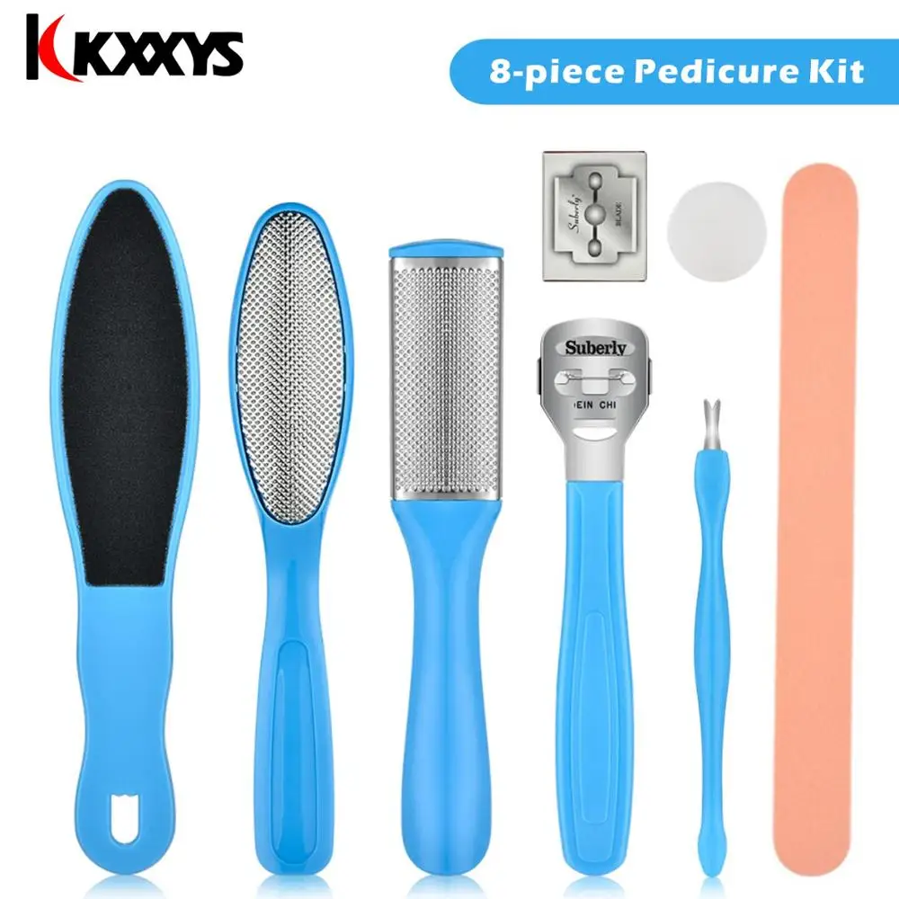 دليل باديكير القدم ملف مكشطة عدة ، قدم الكعوب تو بشرة ملف ، الجلد الميت الكالس مزيل ، 8 قطعة لكل مجموعة