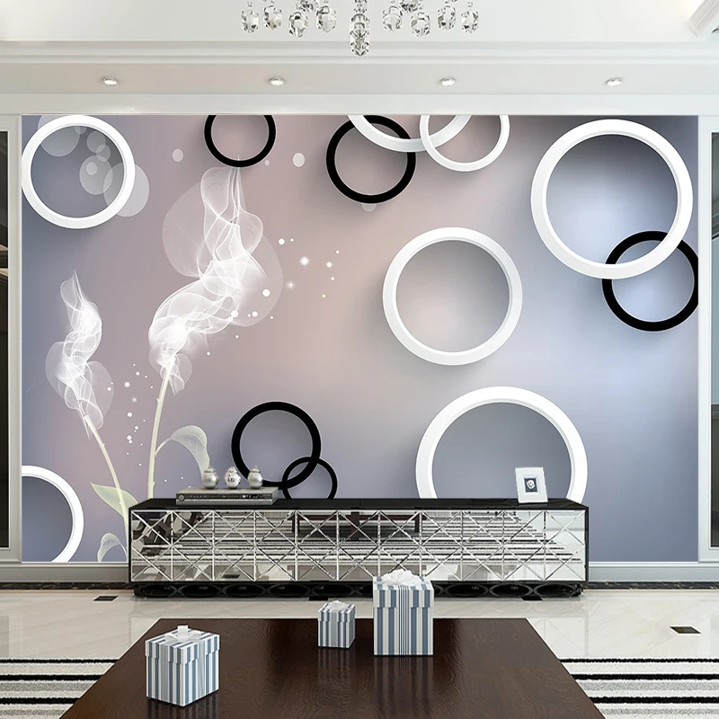 

beibehang Black white circle wallpaper TV background wall paper simple modern living room film television 3D mural wall covering