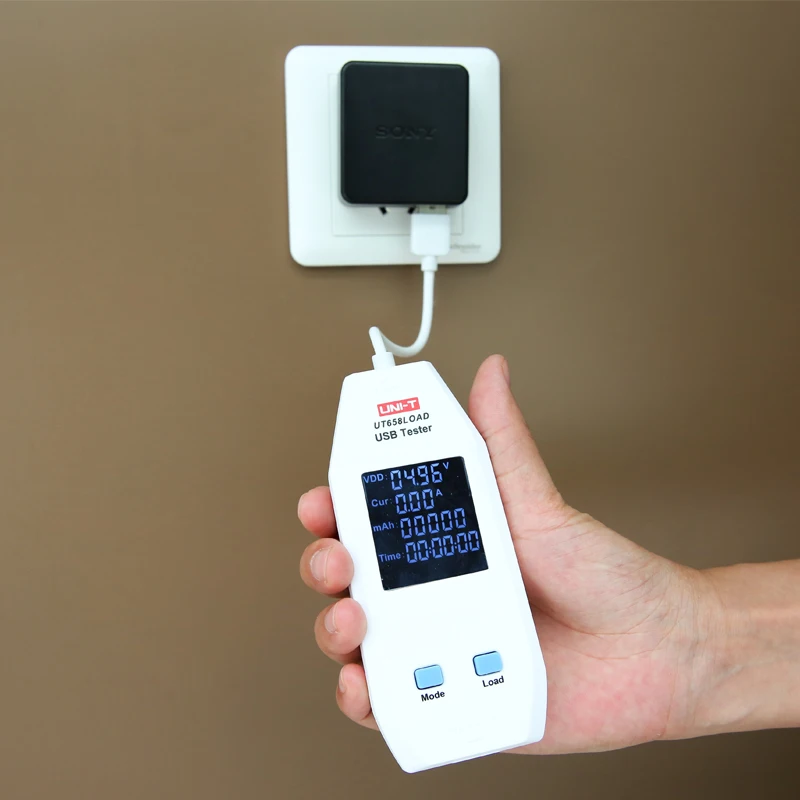 UNI-T ut658load tipo um porto tensão de saída usb tester atual energia capacidade circuito quivalent resistência carga eletrônica