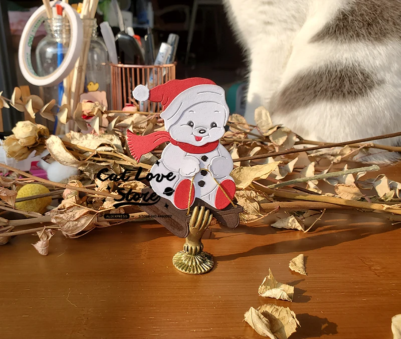 Tobogganing Snowman Metal Cutting Dies Scrapbooking Stencil Die Cuts Card Making Decorative Craft Embossing New Dies For 2019