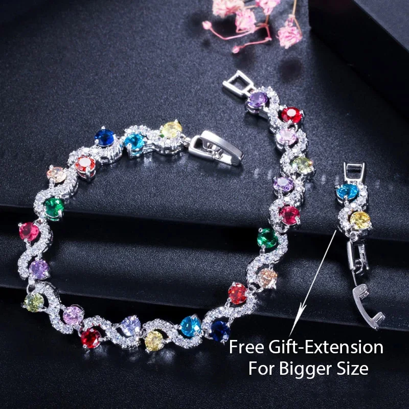 Pera 5 Colors Options Fashion Ladies Silver Plated Cubic Zirconia Royal Blue Tennis Bracelets Jewelry for Christmas Gift B017