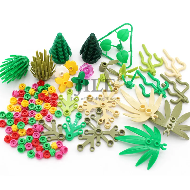 Moc-bloques de construcción de hierba de planta militar, piezas a granel compatibles con juego de flores, juguetes de comida, vista de calle de