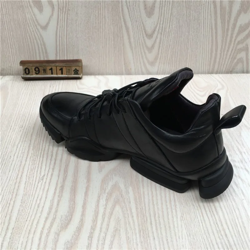 Chaussures de course en cuir véritable à lacets pour hommes, baskets rondes Parker, amorti le baume, baskets de jogging, salle de sport, fitness,