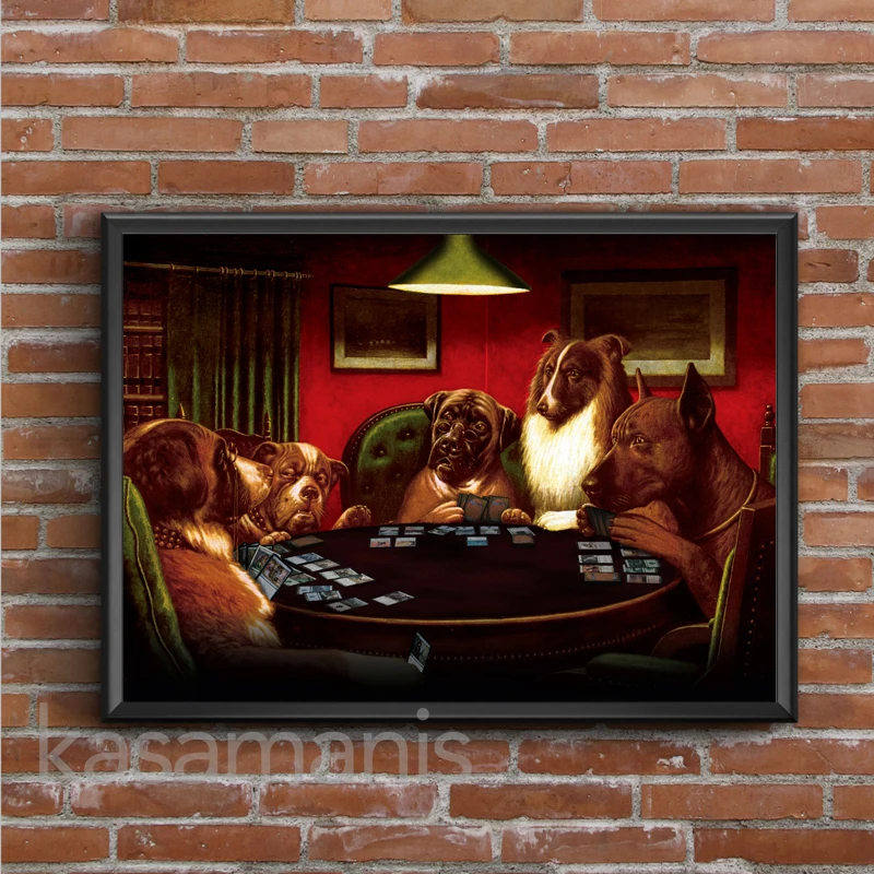 Dogs Playing Poker Funny Poster and Prints Wall Picture Cool Pet Dog Pug in Casino Art Canvas Painting Living Room Home Decor