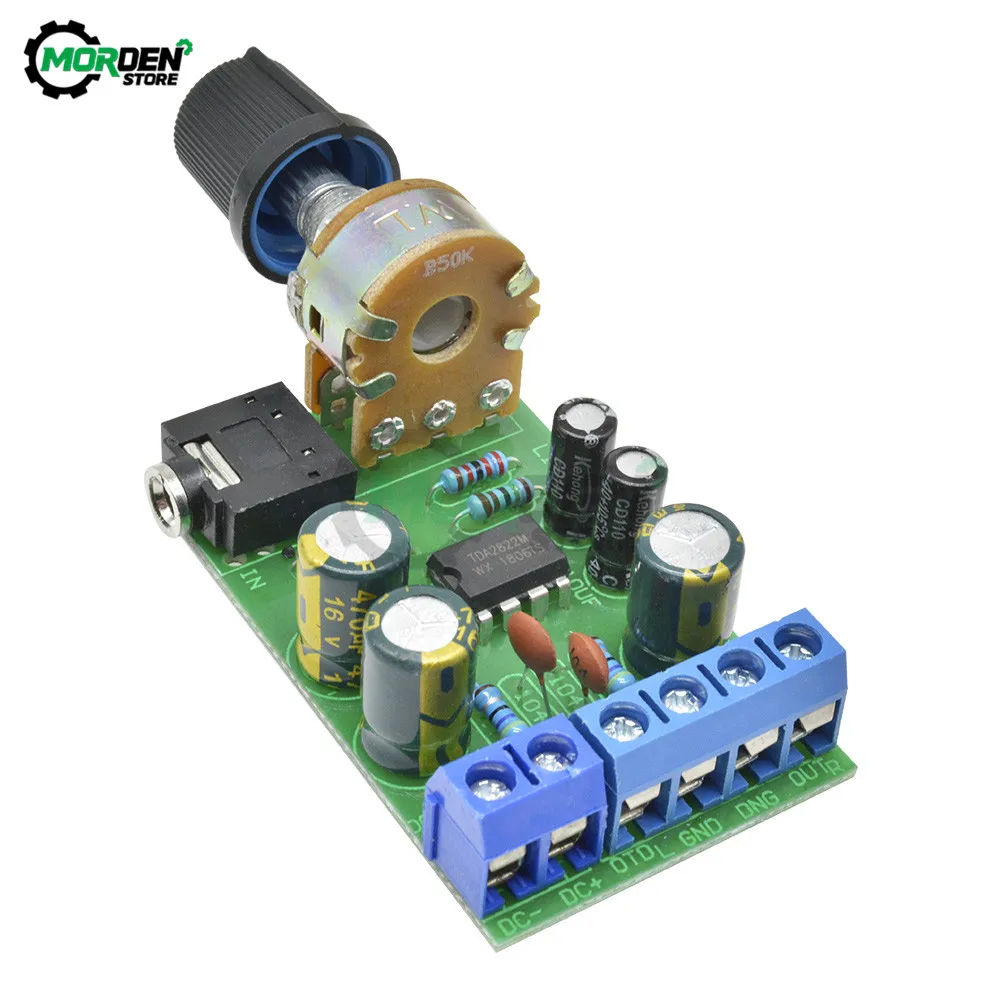 Amplifier Board DC 1.8-12V 2.0 Channel Stereo AUX Audio Amplifier Module AMP with 50K Ohm Potentiometer TDA2822 TDA2822M